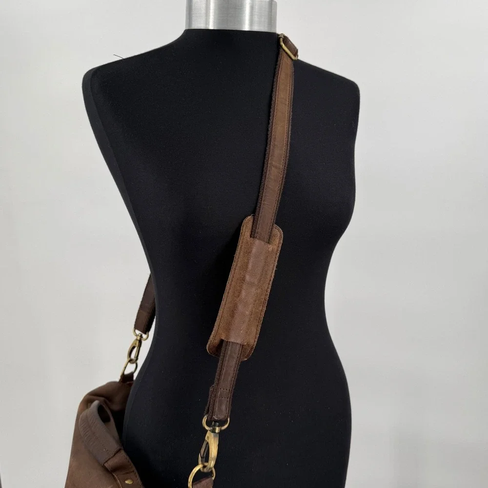 KomalC Brown Buffalo Leather Messenger Bag Satchel Laptop Briefcase Crossbody